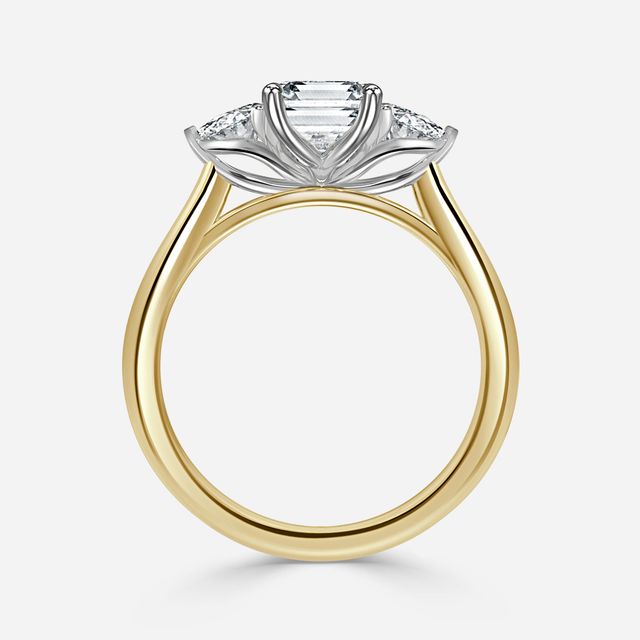 Ciara Yellow Gold Two Tone Trilogy Engagement Ring