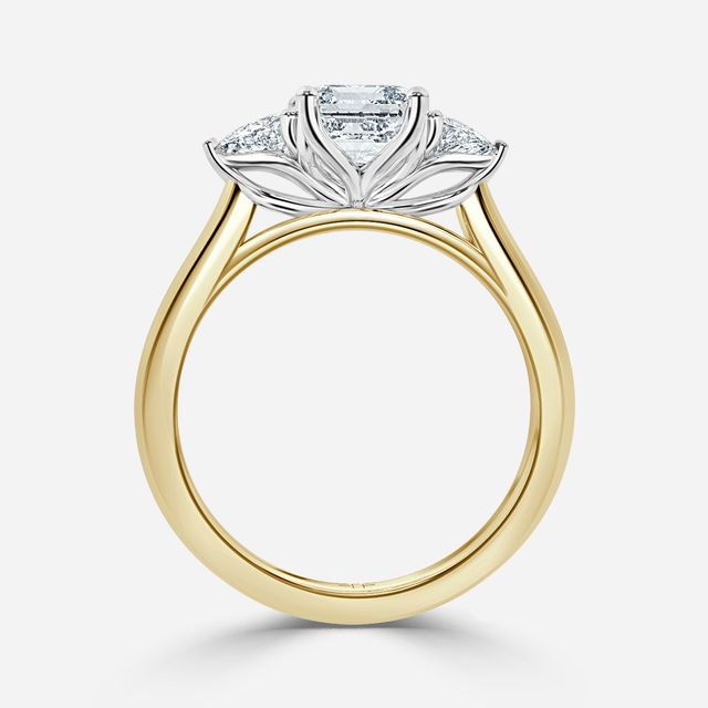 Ciara Yellow Gold Two Tone Trilogy Engagement Ring