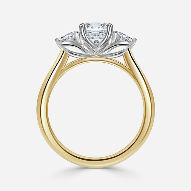 Ciara Yellow Gold Two Tone Trilogy Engagement Ring