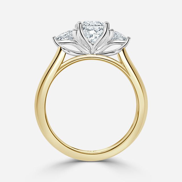 Ciara Yellow Gold Two Tone Trilogy Engagement Ring