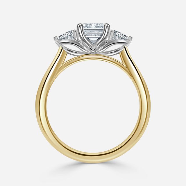 Ciara Yellow Gold Two Tone Trilogy Engagement Ring