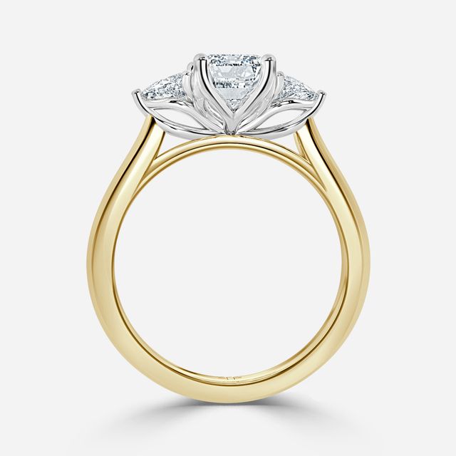 Ciara Yellow Gold Two Tone Trilogy Engagement Ring