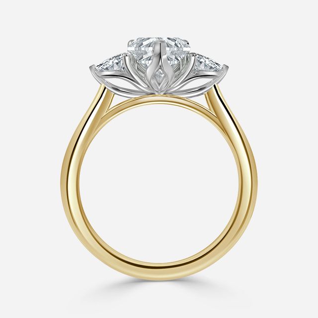 Ciara Yellow Gold Two Tone Trilogy Engagement Ring