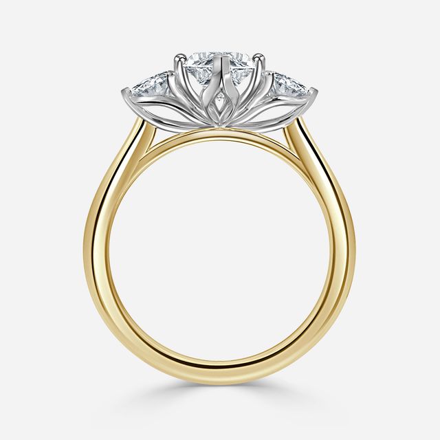 Ciara Yellow Gold Two Tone Trilogy Engagement Ring