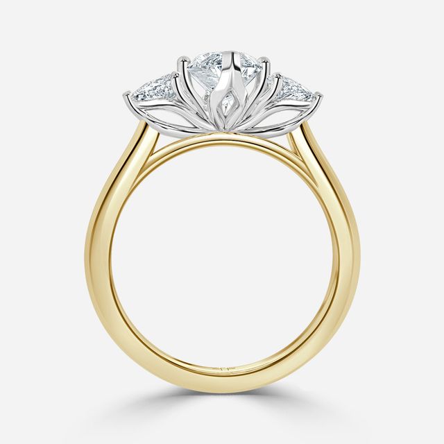 Ciara Yellow Gold Two Tone Trilogy Engagement Ring