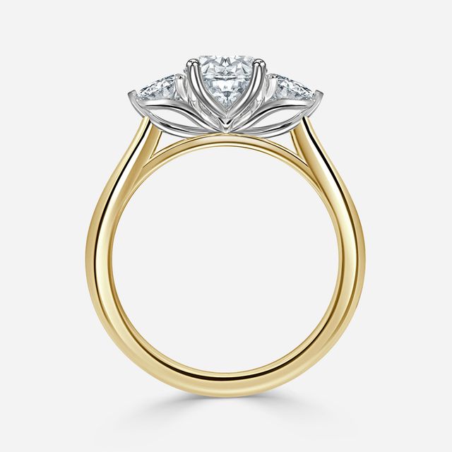 Ciara Yellow Gold Two Tone Trilogy Engagement Ring