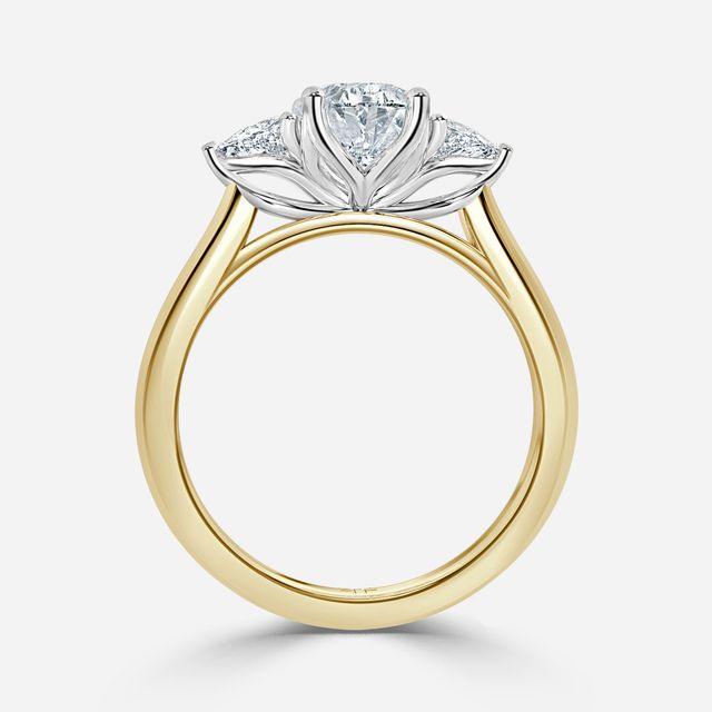 Ciara Yellow Gold Two Tone Trilogy Engagement Ring
