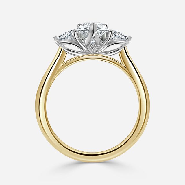 Ciara Yellow Gold Two Tone Trilogy Engagement Ring
