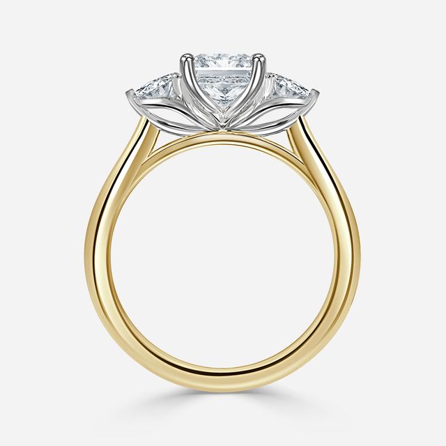 Ciara Yellow Gold Two Tone Trilogy Engagement Ring