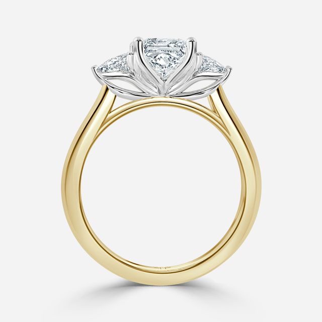 Ciara Yellow Gold Two Tone Trilogy Engagement Ring