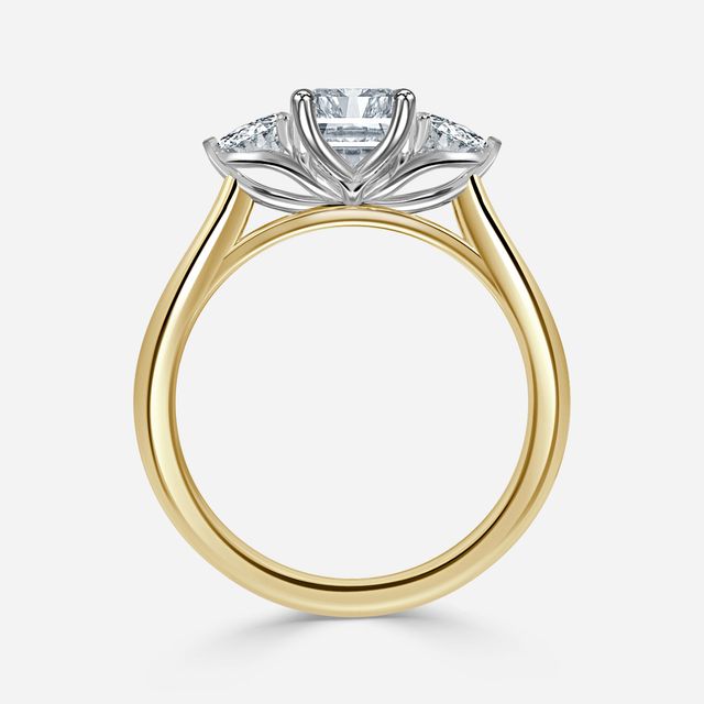 Ciara Yellow Gold Two Tone Trilogy Engagement Ring