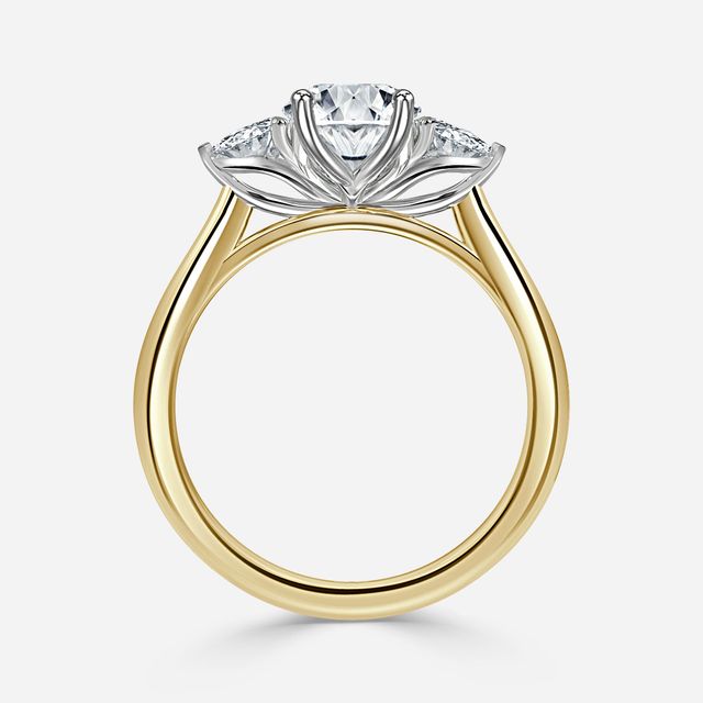 Ciara Yellow Gold Two Tone Trilogy Engagement Ring