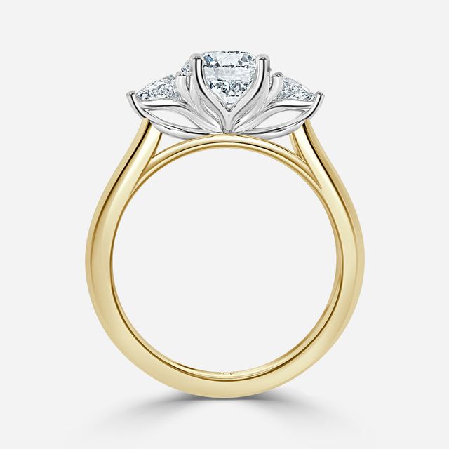 Ciara Yellow Gold Two Tone Trilogy Engagement Ring