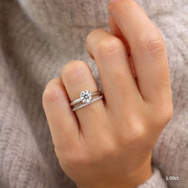 Faith White Gold East-West Unique Engagement Ring