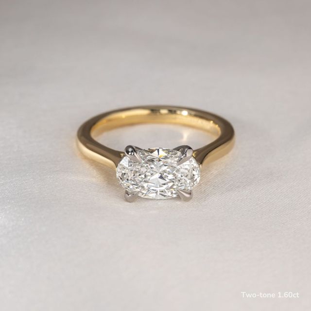 Faith Yellow Gold East-West Unique Engagement Ring