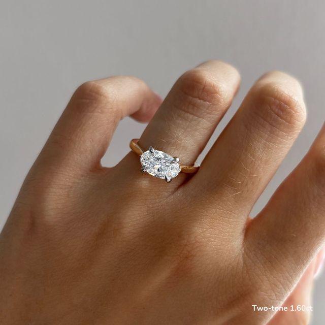 Faith Yellow Gold East-West Unique Engagement Ring