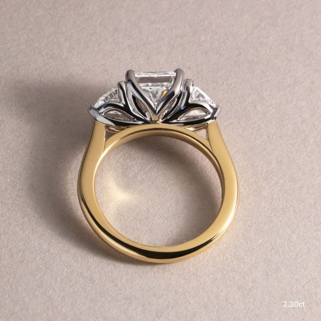 Ciara Yellow Gold Two Tone Trilogy Engagement Ring