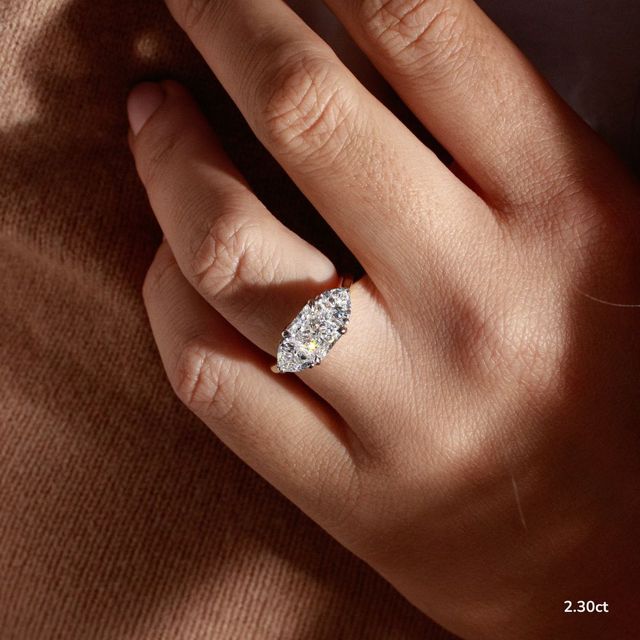 Ciara Yellow Gold Two Tone Trilogy Engagement Ring