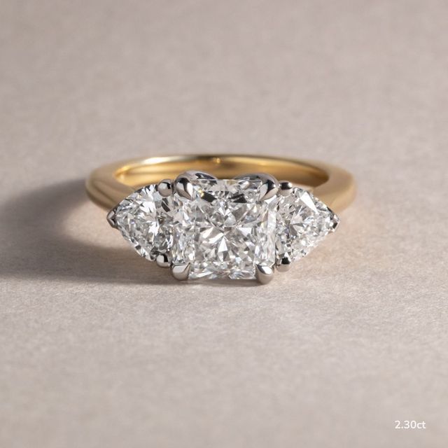 Ciara Yellow Gold Two Tone Trilogy Engagement Ring