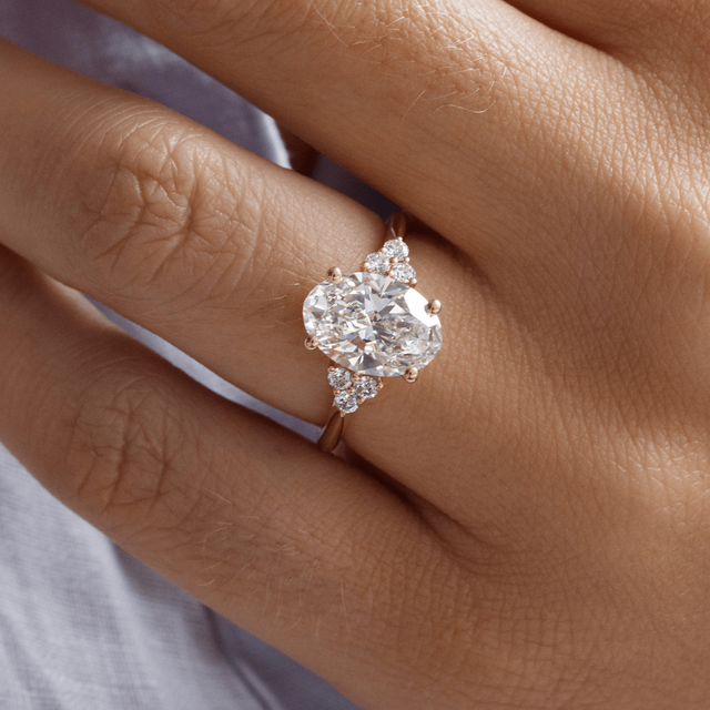 2.80ct Isabella Yellow Gold Trilogy Engagement Ring Oval Lab Diamond