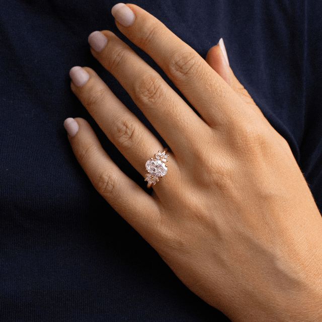 Anastasia Yellow Gold Cluster Engagement Ring Oval Diamond - 2.00ct