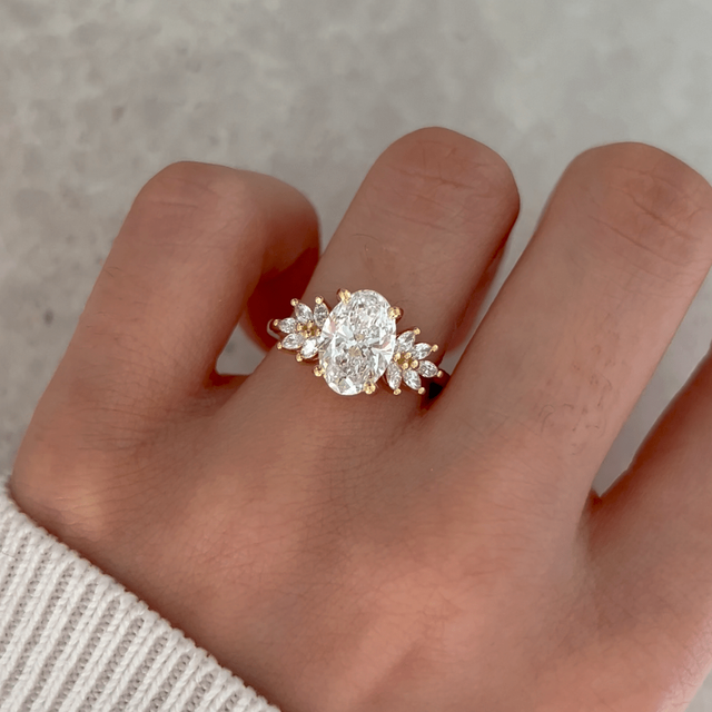 Anastasia Yellow Gold Cluster Engagement Ring Oval Diamond - 2.00ct