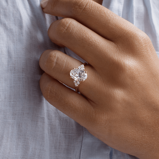 2.80ct Isabella Yellow Gold Trilogy Engagement Ring Oval Lab Diamond