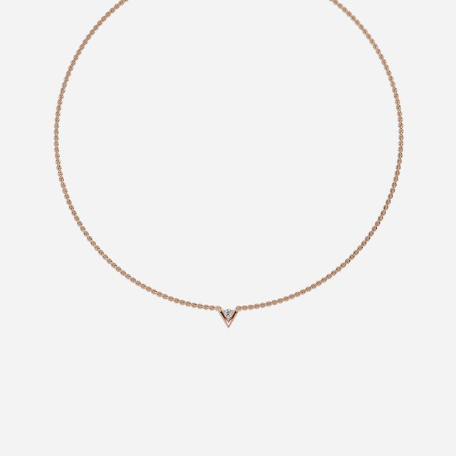 Vina Del Mar V Solitaire Necklace In Rose Gold -0.20 Ct