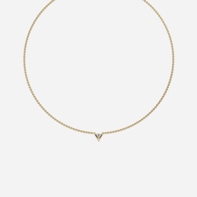 Vina Del Mar V Solitaire Necklace In Yellow Gold -0.20 Ct