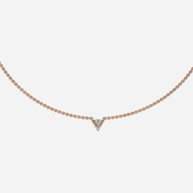 Vina Del Mar V Solitaire Necklace In Rose Gold -0.20 Ct