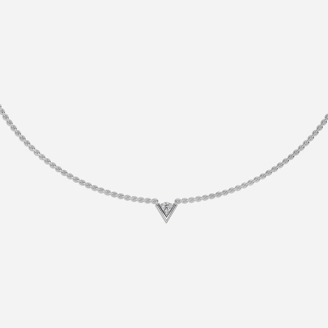 Vina Del Mar V Solitaire Necklace In White Gold -0.20 Ct