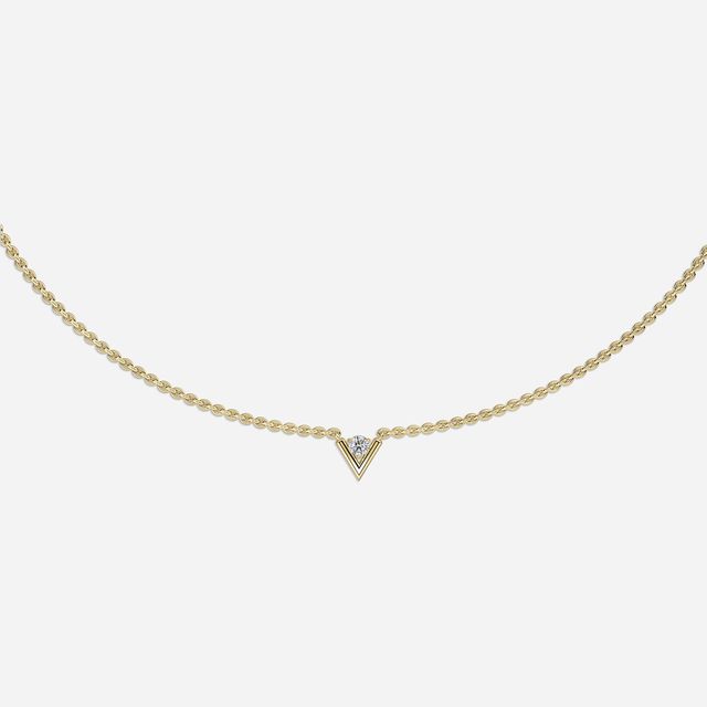 Vina Del Mar V Solitaire Necklace In Yellow Gold -0.20 Ct