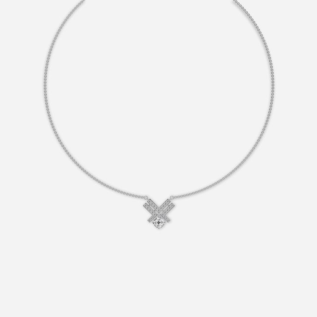 Xema Cushion Round Diamond Unique Necklace In White Gold - 2.12 Ct