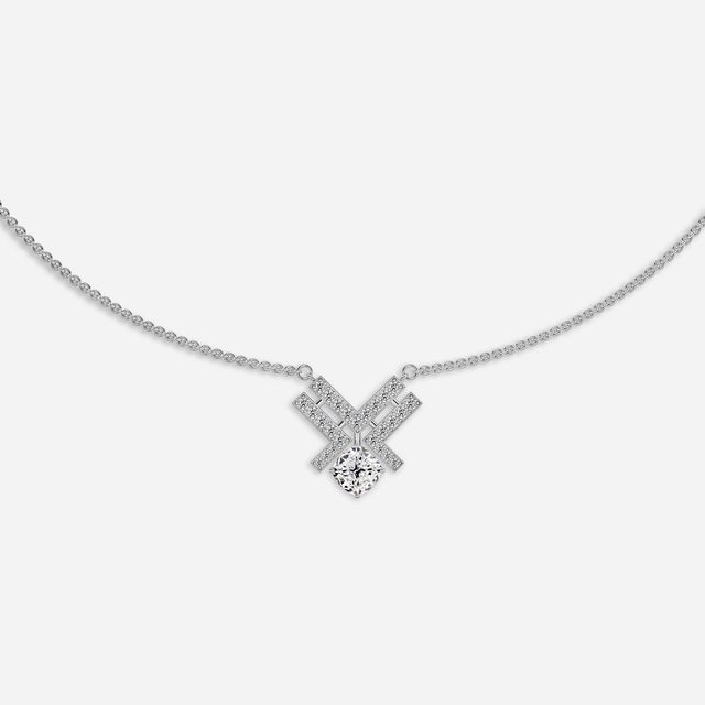 Xema Cushion Round Diamond Unique Necklace In White Gold - 2.12 Ct