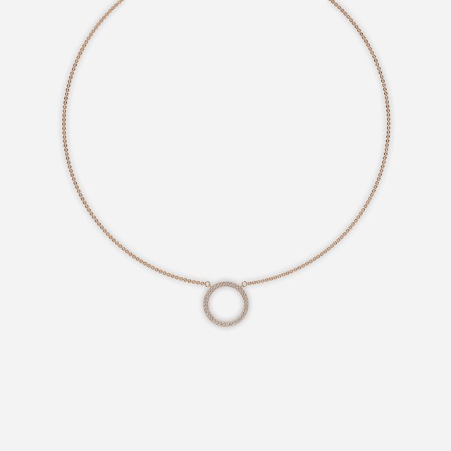 Ensō Halo Ring Diamond Necklace In Rose Gold -0.45 Ct