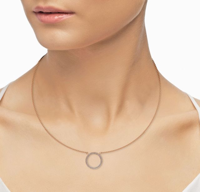 Ensō Halo Ring Diamond Necklace In Rose Gold -0.45 Ct