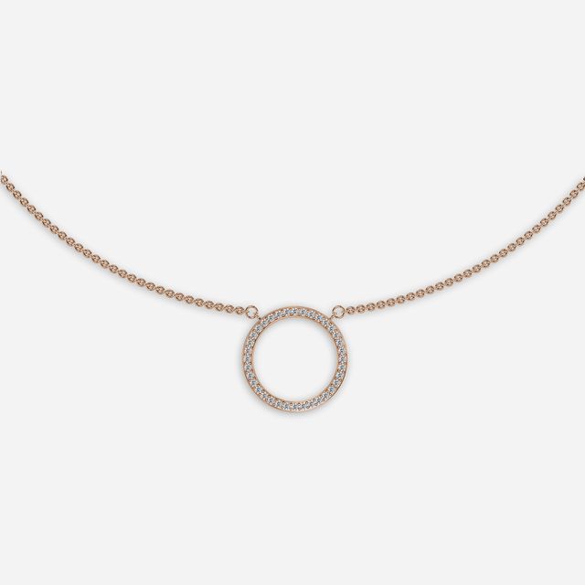 Ensō Halo Ring Diamond Necklace In Rose Gold -0.45 Ct