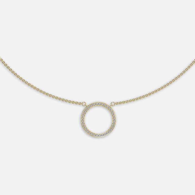 Ensō Halo Ring Diamond Necklace In Yellow Gold -0.45 Ct