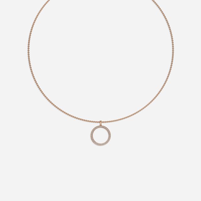 Irma Halo Diamond Necklace In Rose Gold 0.45 Ct