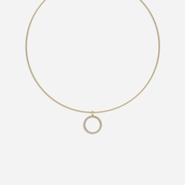 Irma Halo Diamond Necklace In Yellow Gold 0.45 Ct
