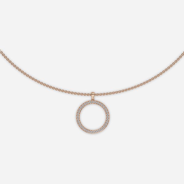 Irma Halo Diamond Necklace In Rose Gold 0.45 Ct
