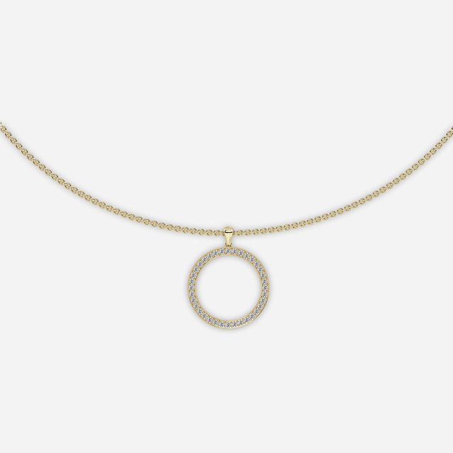 Irma Halo Diamond Necklace In Yellow Gold 0.45 Ct