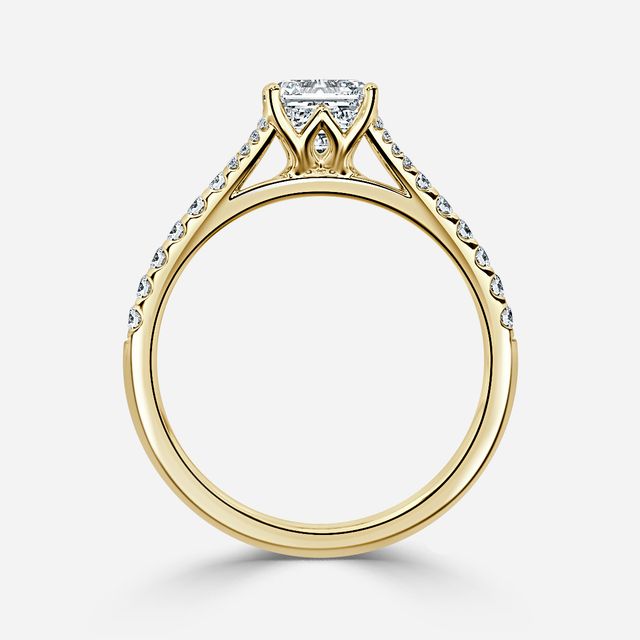 Jillian Yellow Gold Six Prong Split Shank Engagement Ring