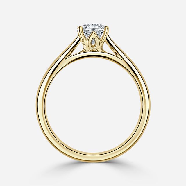 Jillian Yellow Gold Six Prong Split Shank Solitaire Engagement Ring