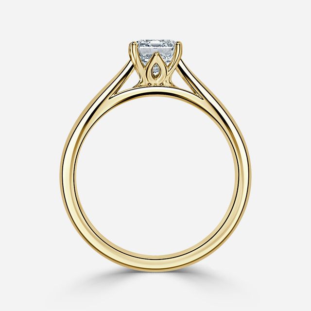 Jillian Yellow Gold Six Prong Split Shank Solitaire Engagement Ring