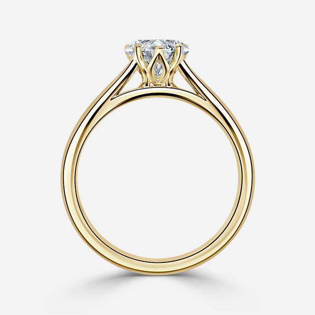 Jillian Yellow Gold Six Prong Split Shank Solitaire Engagement Ring