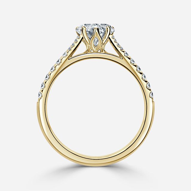 Jillian Yellow Gold Six Prong Split Shank Engagement Ring