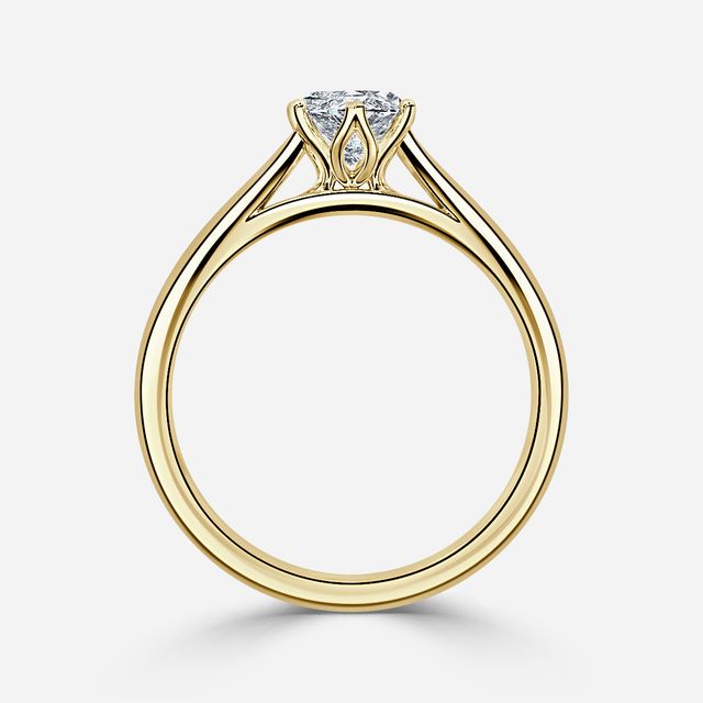 Jillian Yellow Gold Six Prong Split Shank Solitaire Engagement Ring