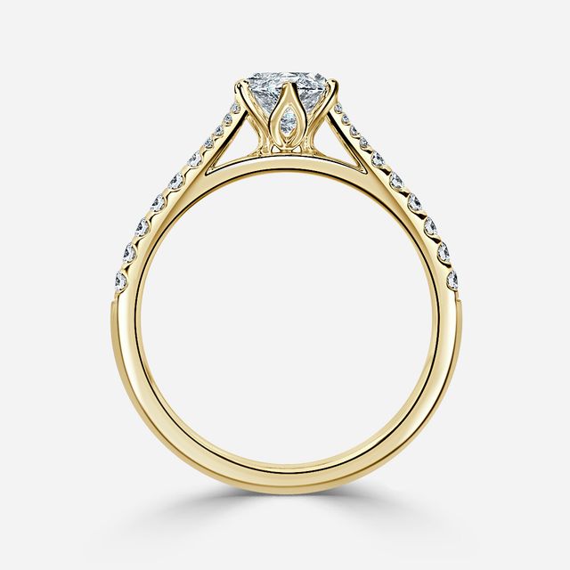 Jillian Yellow Gold Six Prong Split Shank Engagement Ring