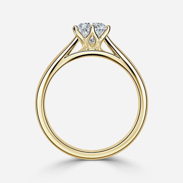 Jillian Yellow Gold Six Prong Split Shank Solitaire Engagement Ring
